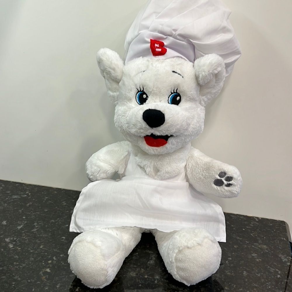 Bimbo Bakery Plush Chef 20” Bear Hand Puppet White Hat Stuffed Animal Toy